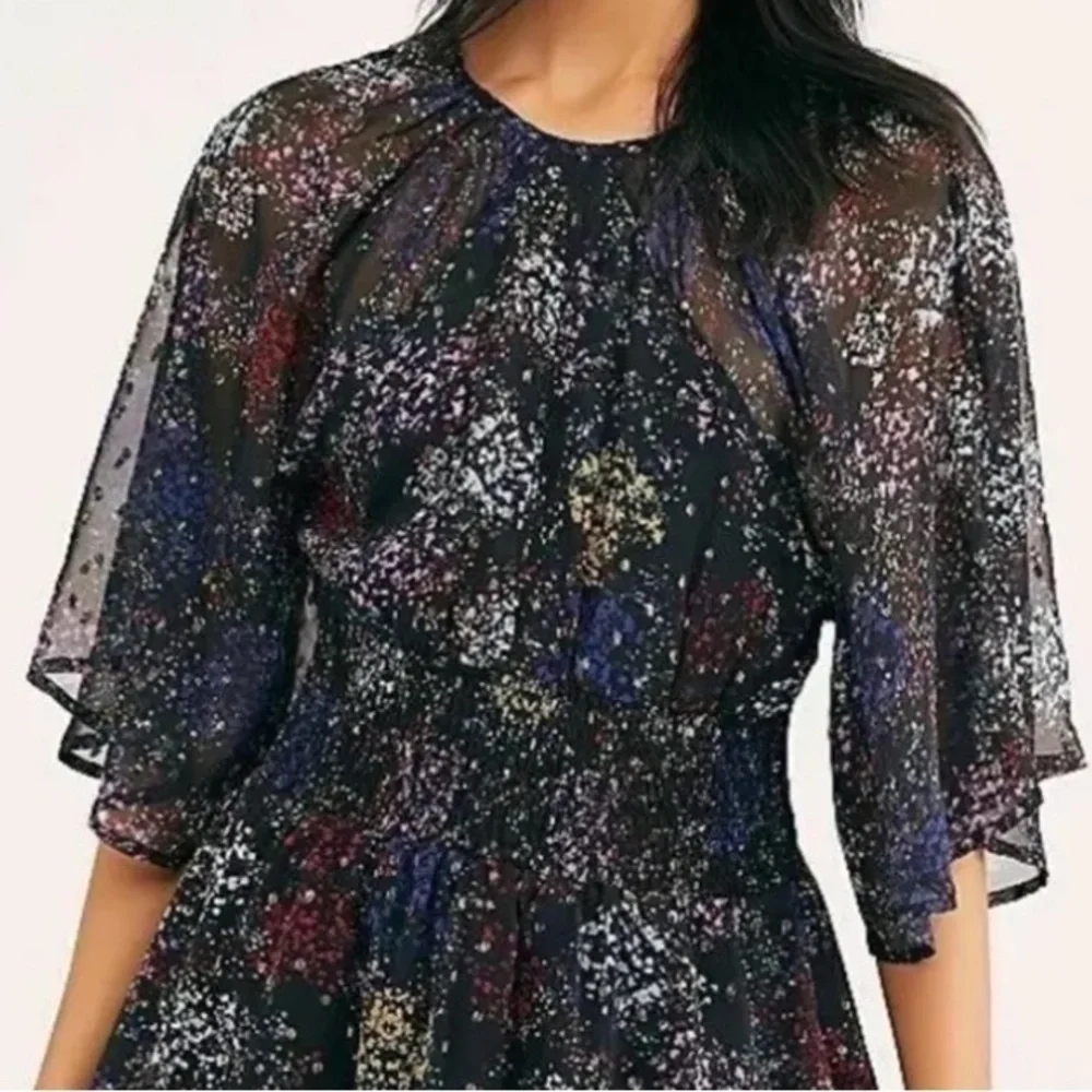 EUC Free People Anna Open Back Dress Black Floral Size Medium